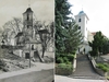 Foto č.4 - Hlavní schodiště ke kostelu před úpravou (vlevo) a dnešní podoba (vpravo)
